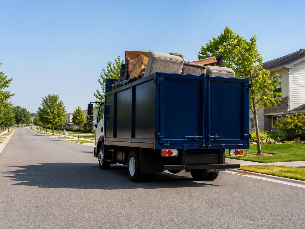 TITAN truck driving away after a completed haul